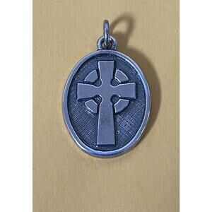 James Avery Retired Silver Oval Medallion Celtic Cross Pendant